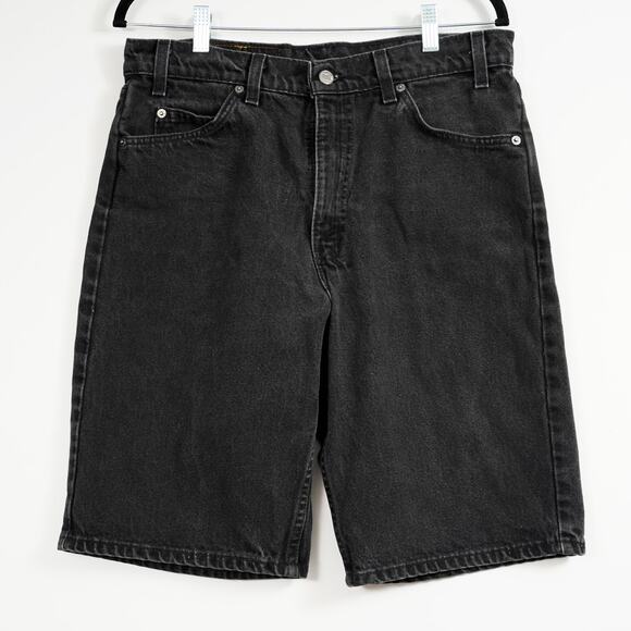 Levi’s 550 Black Denim relaxed fit Shorts 34x11 Orange Tab Made in USA Vintage - Picture 1 of 9